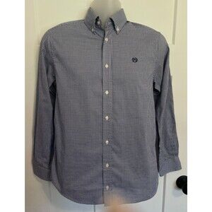 RALPH LAUREN Boys Button SHIRT Long Sleeve BLUE White GINGHAM Size 20